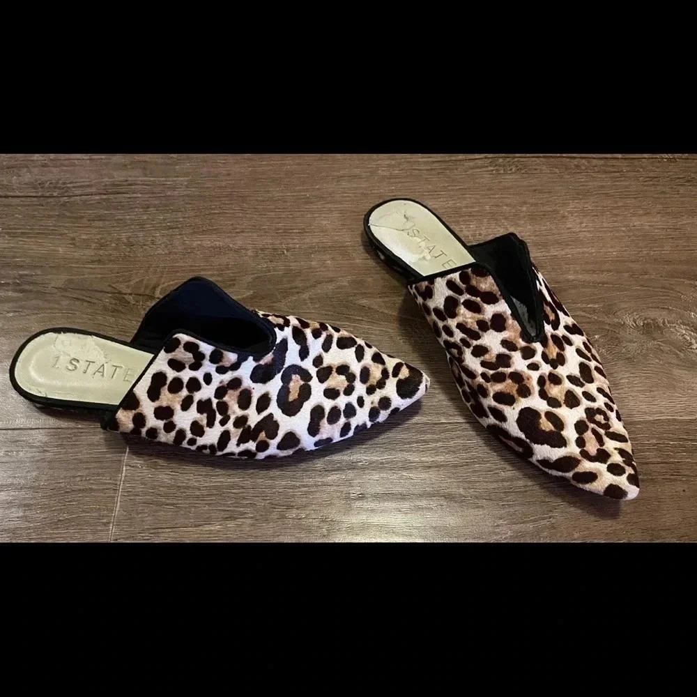 1. State fur animal print slides mules trend coastal western - Picture 2 of 10